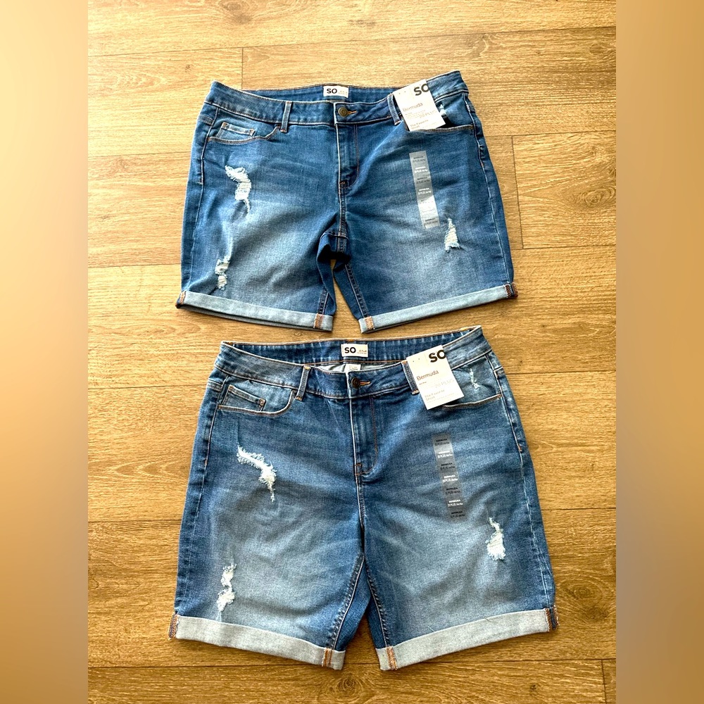 Denim Bermuda Shorts for Two